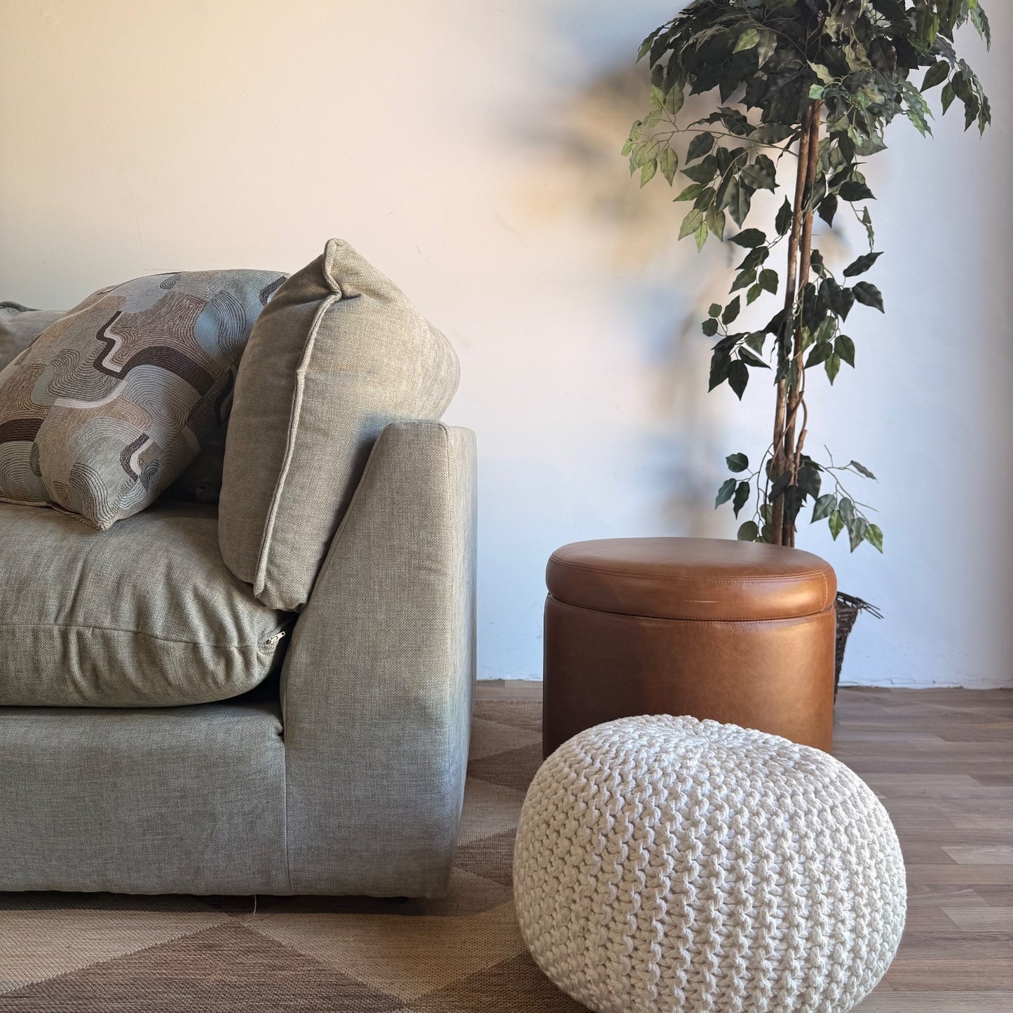 Mesa Grand Corner Sectional + Ottoman in Sage Green Chenille