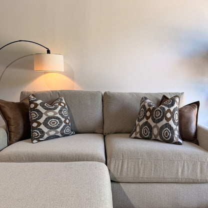 Oak Loveseat + Ottoman in Beige Performance Fabric