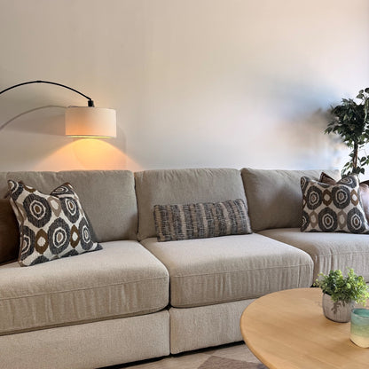 Oak Sofa in Beige Performance Fabric