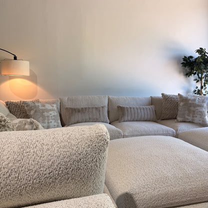 Georgia Grand Corner Sectional + 2 Ottomans in Cream Boucle