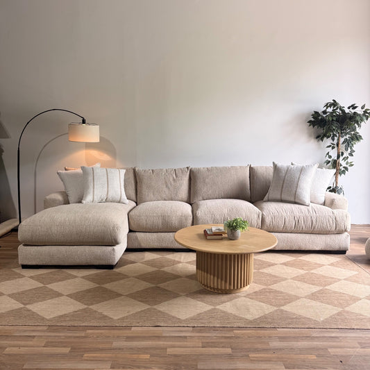 Parker Long Left Chaise Sectional in Beige — Kindred Couches