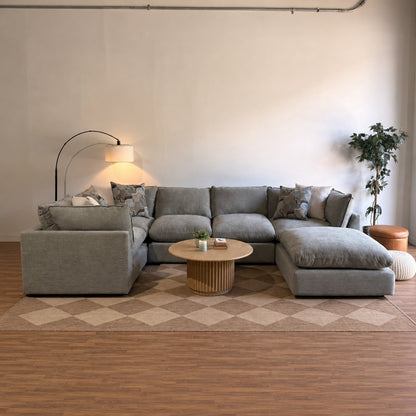Mesa U-Shape Enclosed Sectional in Sage Green Chenille