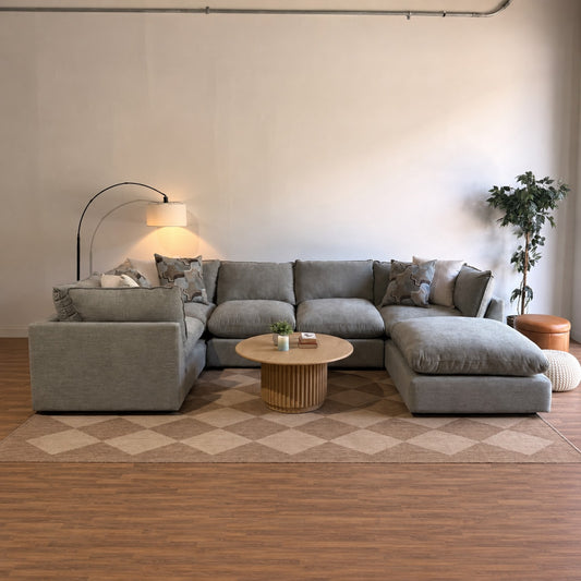 Mesa U-Shape Enclosed Sectional in Sage Green Chenille