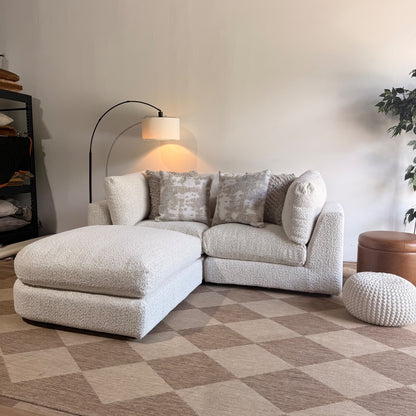 Georgia Loveseat + Ottoman in Cream Boucle
