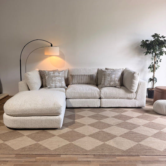 Georgia Sofa + Ottoman in Cream Boucle
