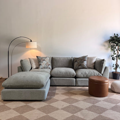 Mesa Sofa w/ Ottoman in Sage Green Chenille