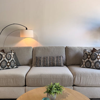 Oak Sofa in Beige Performance Fabric