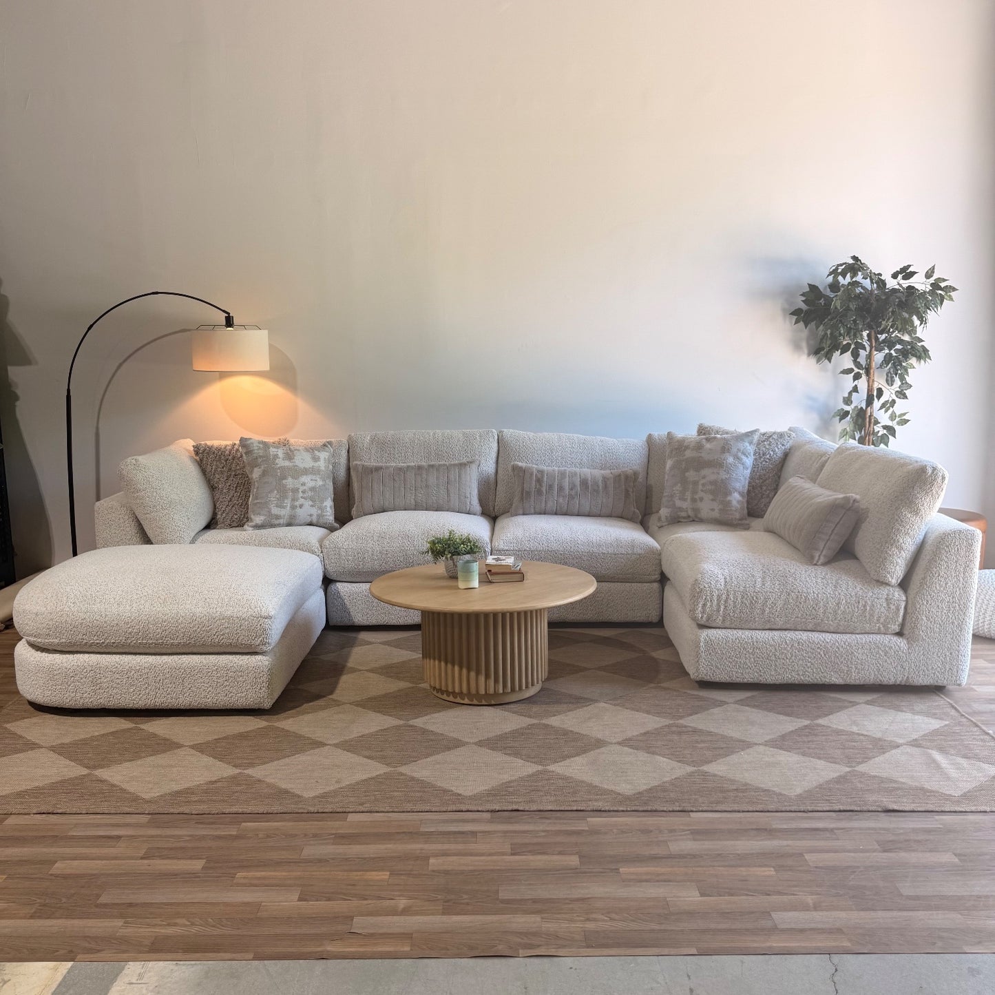 Georgia U-Shape Sectional in Cream Boucle — Kindred Couches