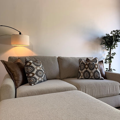 Oak Loveseat + Ottoman in Beige Performance Fabric