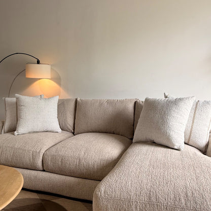 Parker Right Chaise Sectional in Beige Chenille — Kindred Couches