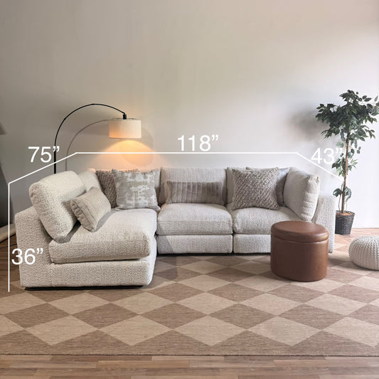 Georgia L-Shape Sectional in Cream Boucle