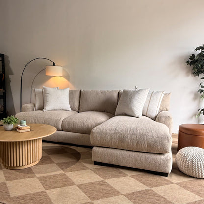 Parker Right Chaise Sectional in Beige Chenille — Kindred Couches