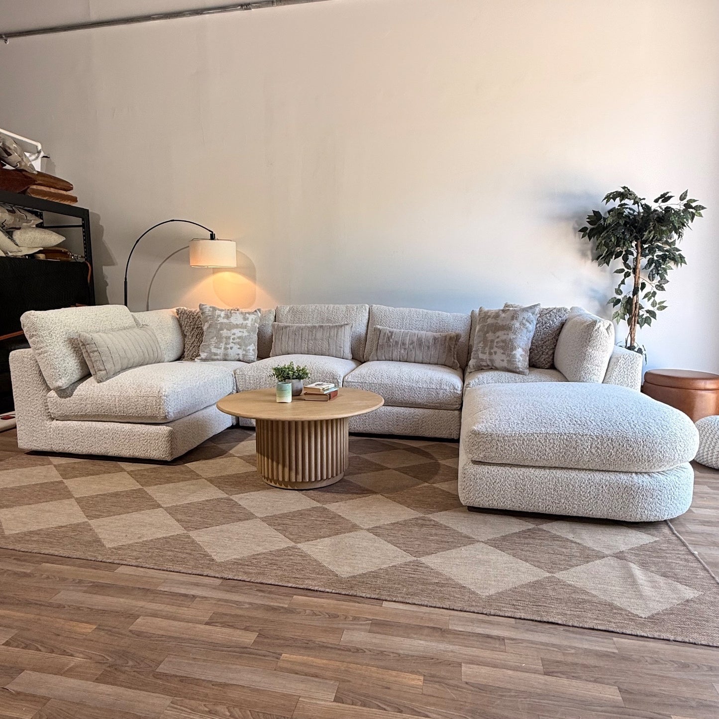 Georgia U-Shape Sectional in Cream Boucle — Kindred Couches