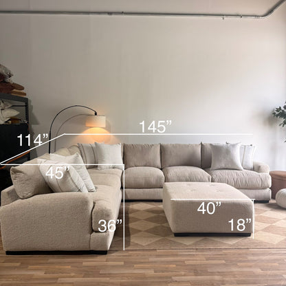 Parker Grand Corner + Ottoman Sectional in Beige — Kindred Couches