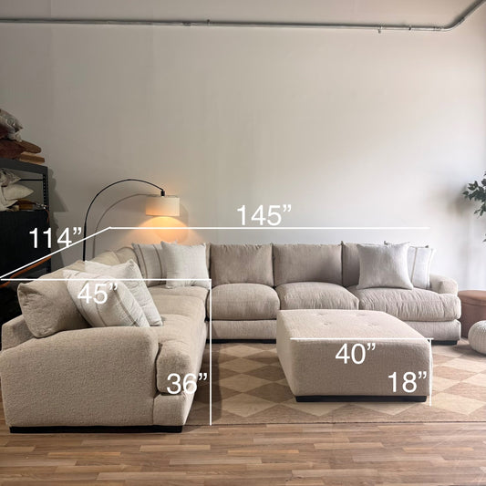 Parker Grand Corner + Ottoman Sectional in Beige — Kindred Couches