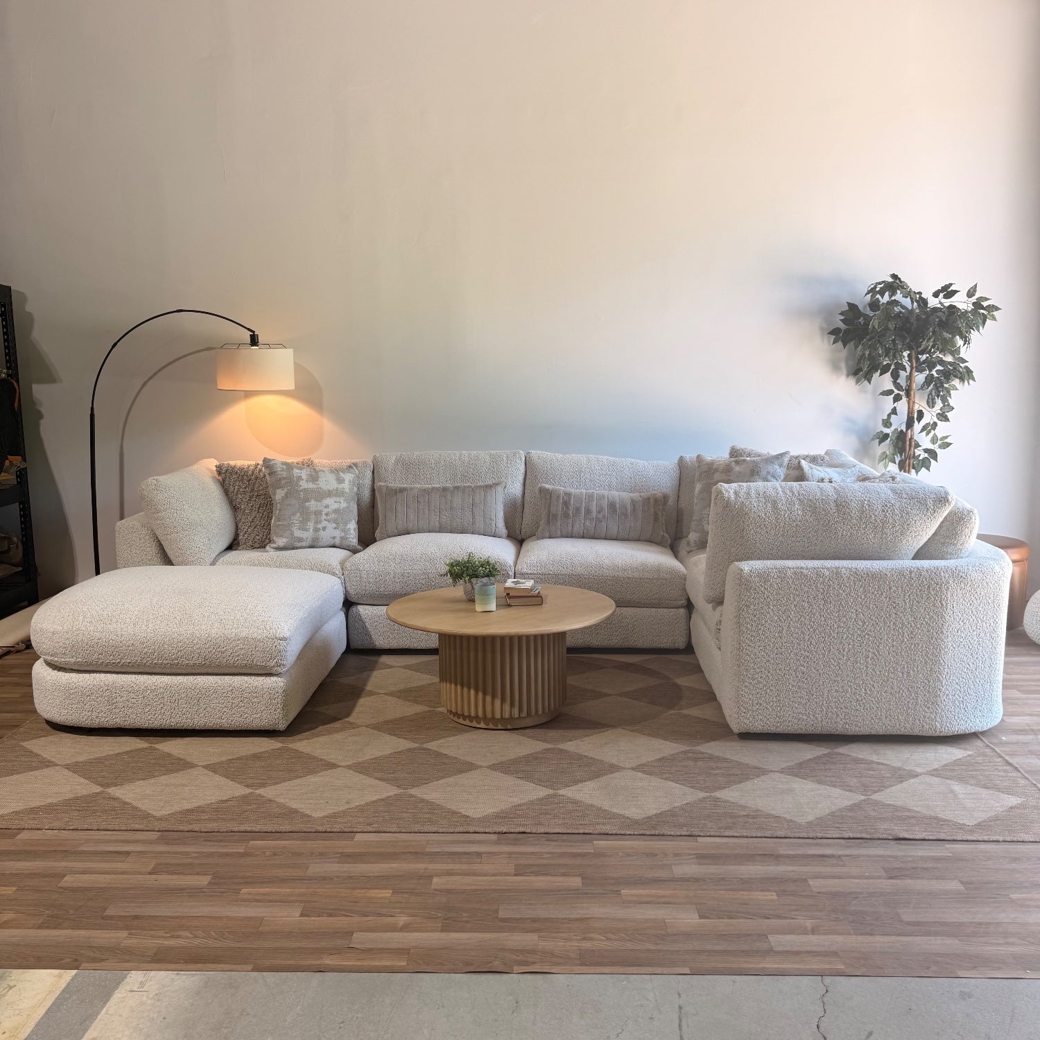 Georgia U-Shape Enclosed Sectional in Cream Boucle — Kindred Couches