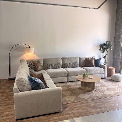 Oak Grand Corner Sectional in Beige Performance Fabric