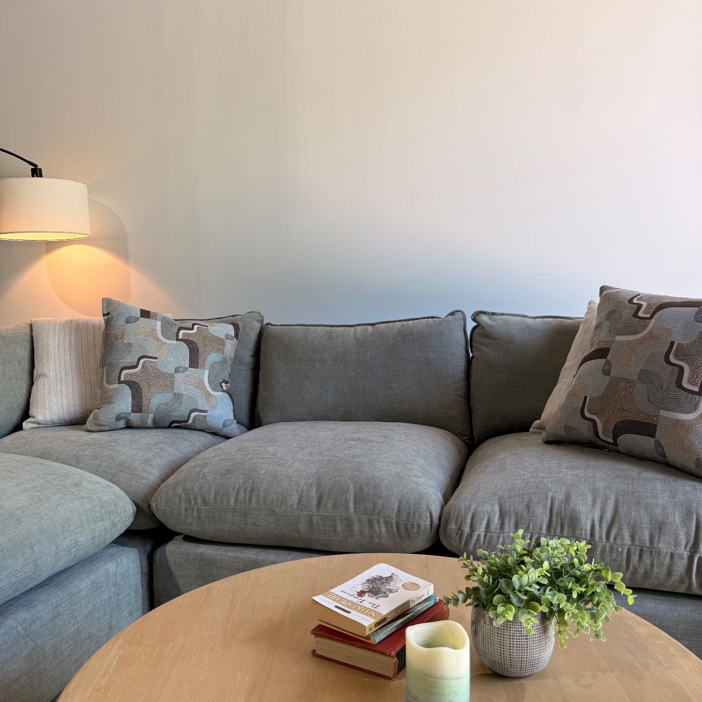 Mesa L-Shape Sectional in Sage Green Chenille
