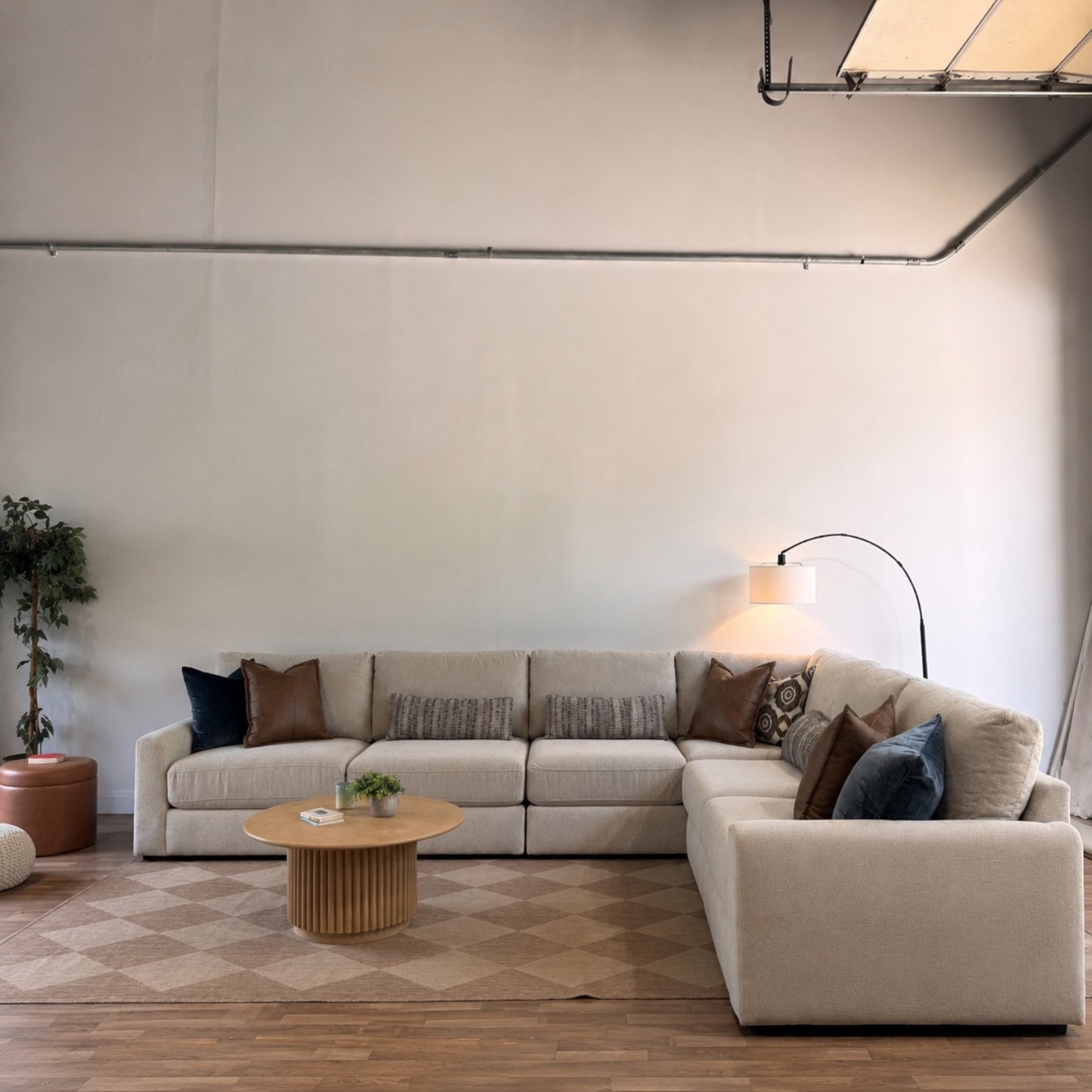 Oak Grand Corner Sectional in Beige Performance Fabric