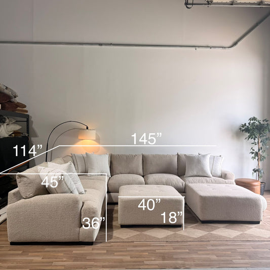 Parker Grand Corner + 2 Ottoman Sectional in Beige — Kindred Couches