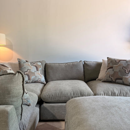 Mesa L-Shape Enclosed Sectional w/ Ottoman in Sage Green Chenille