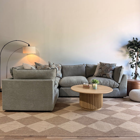 Mesa L-Shape Enclosed Sectional in Sage Green Chenille