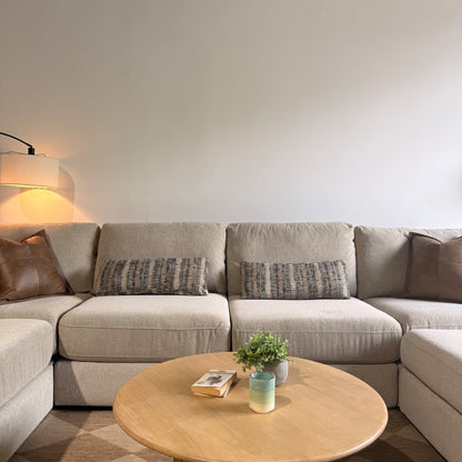 Oak U-Shape Enclosed in Beige Performance Fabric
