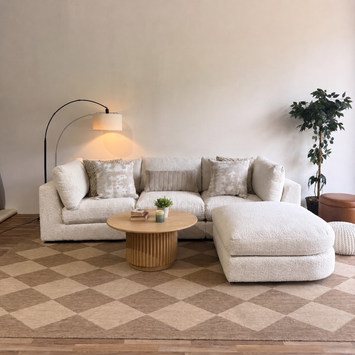 Georgia Sofa + Ottoman in Cream Boucle