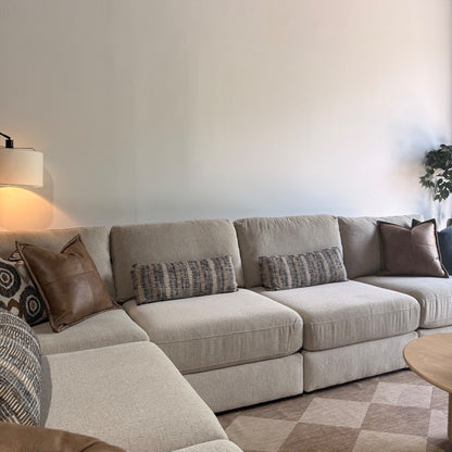 Oak Grand Corner Sectional in Beige Performance Fabric