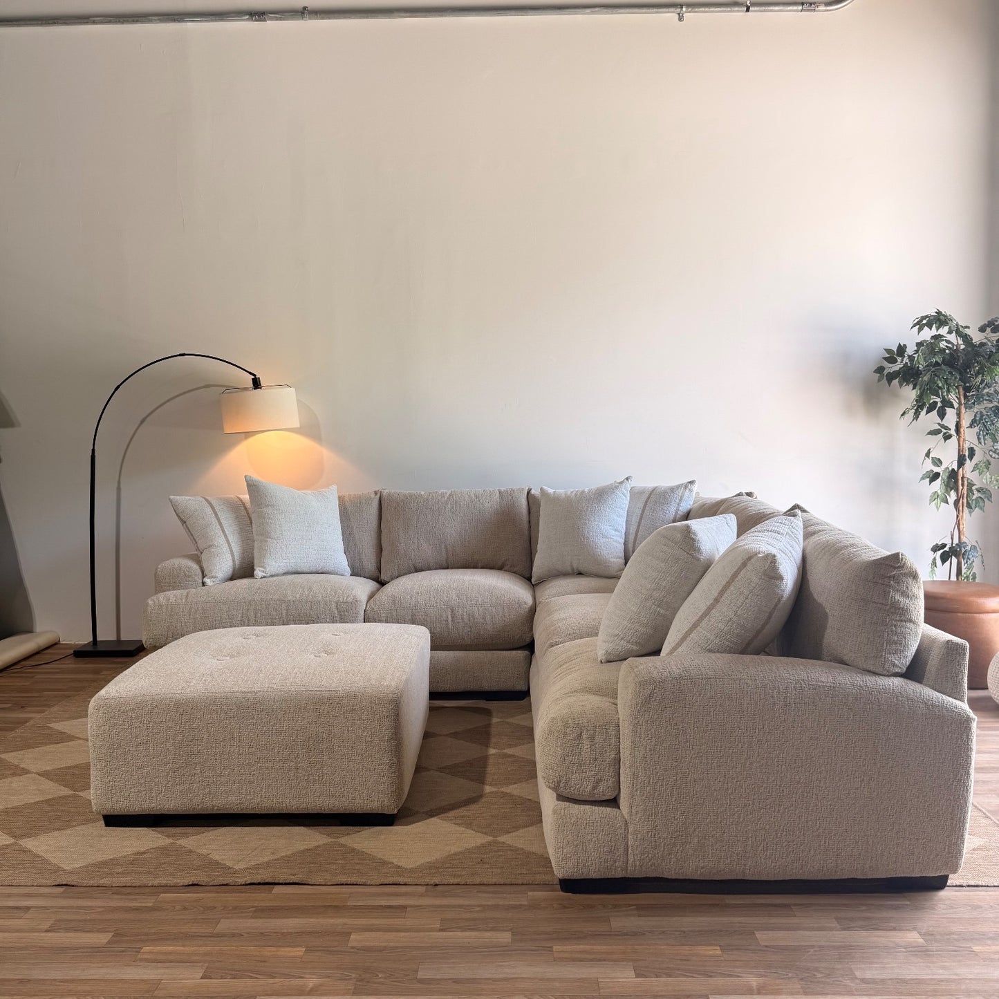 Parker Corner Sectional + Ottoman in Beige — Kindred Couches