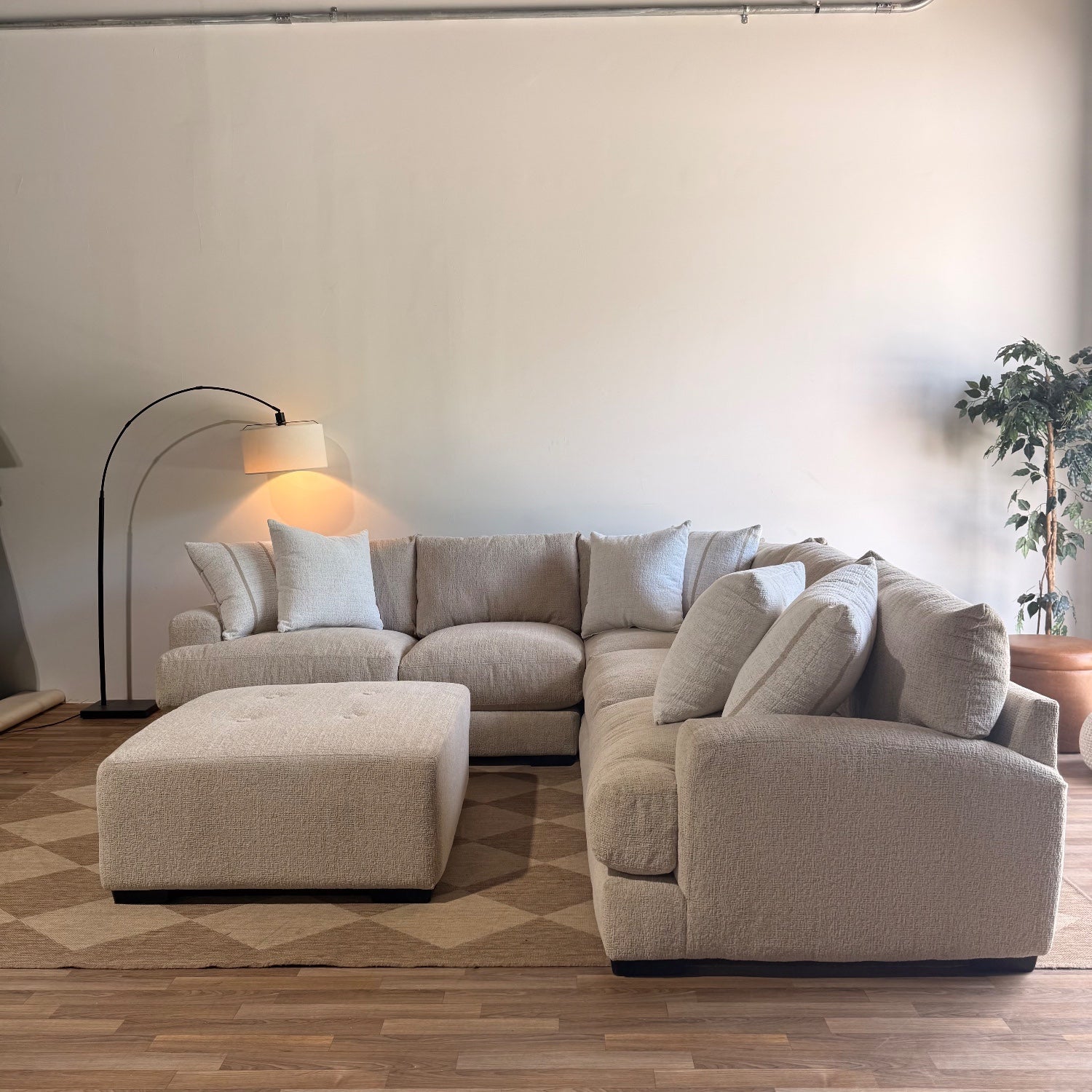 Parker Corner Sectional + Ottoman in Beige — Kindred Couches