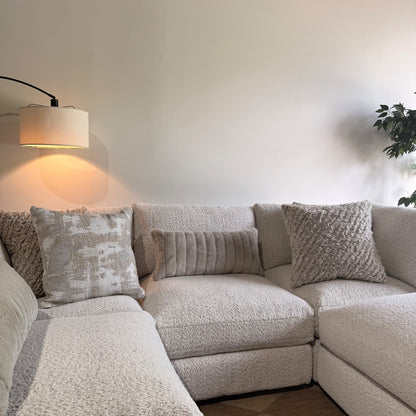 Georgia L-Shape Sectional + Ottoman in Cream Boucle