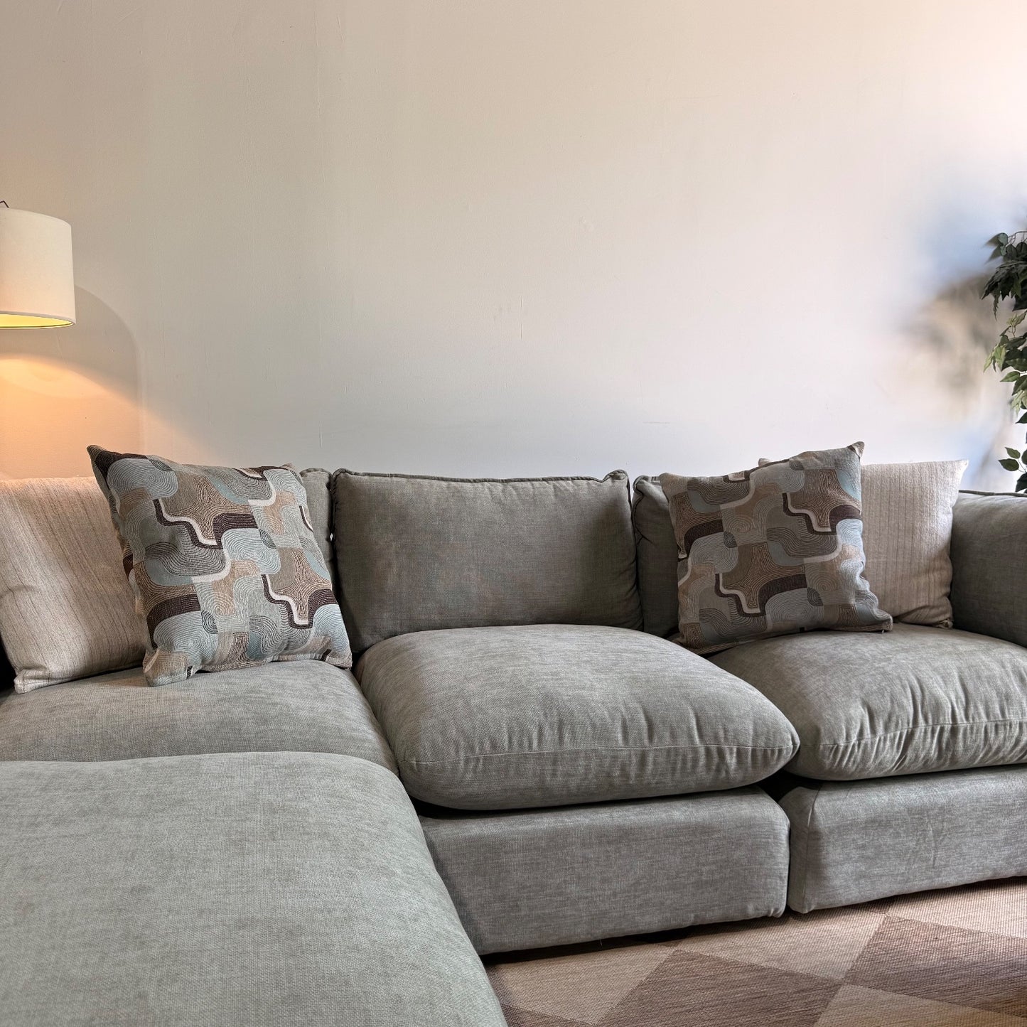 Mesa Sofa w/ Ottoman in Sage Green Chenille