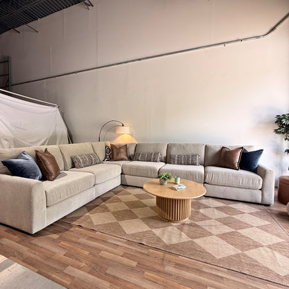 Oak Grand Corner Sectional in Beige Performance Fabric