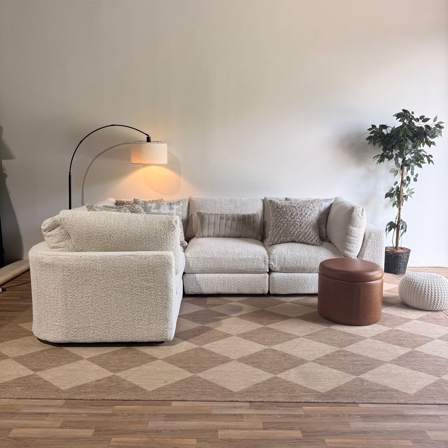 Georgia L-Shape Enclosed Sectional in Cream Boucle — Kindred Couches