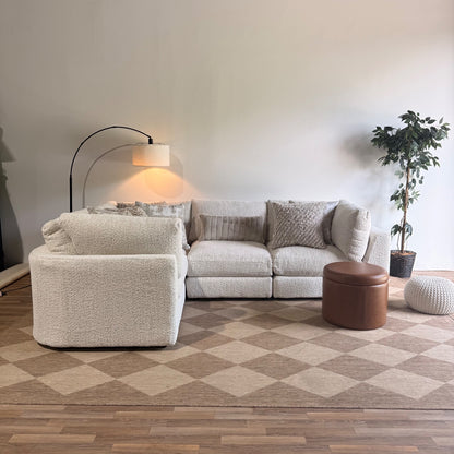 Georgia L-Shape Enclosed Sectional in Cream Boucle — Kindred Couches