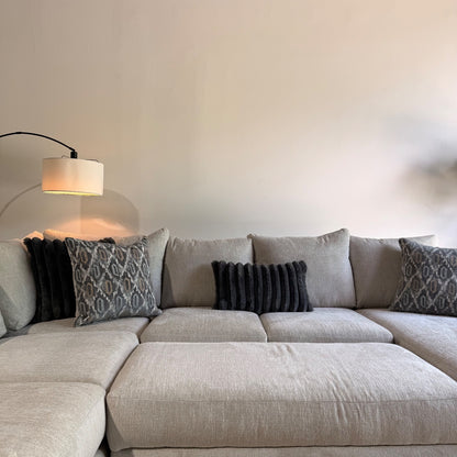 Carter Sectional + Ottoman in Beige Fabric