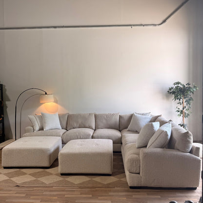 Parker Grand Corner + 2 Ottoman Sectional in Beige — Kindred Couches