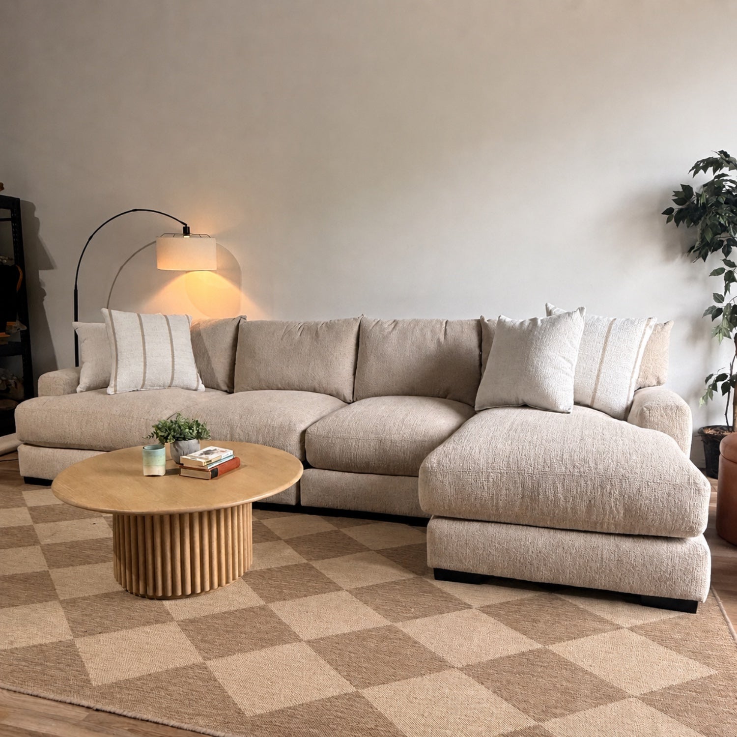 Parker Long Right Chaise Sectional in Beige — Kindred Couches