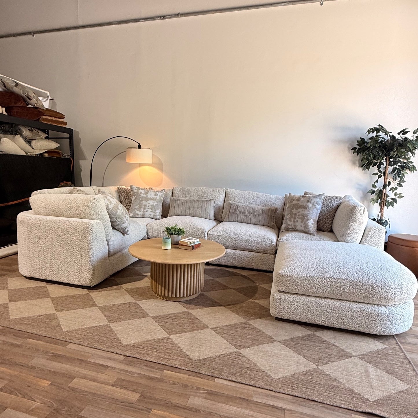 Georgia U-Shape Enclosed Sectional in Cream Boucle — Kindred Couches