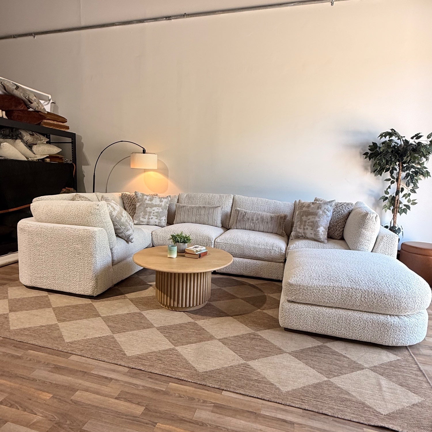 Georgia U-Shape Enclosed Sectional in Cream Boucle — Kindred Couches