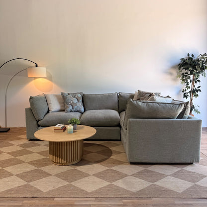 Mesa L-Shape Enclosed Sectional in Sage Green Chenille