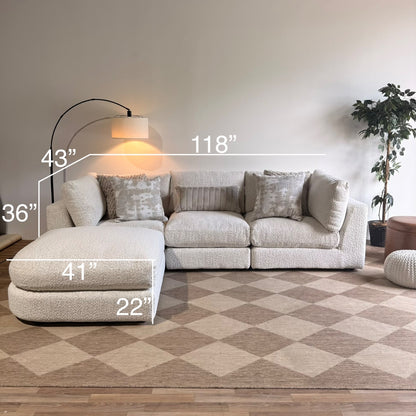 Georgia Sofa + Ottoman in Cream Boucle