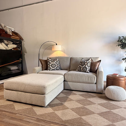 Oak Loveseat + Ottoman in Beige Performance Fabric