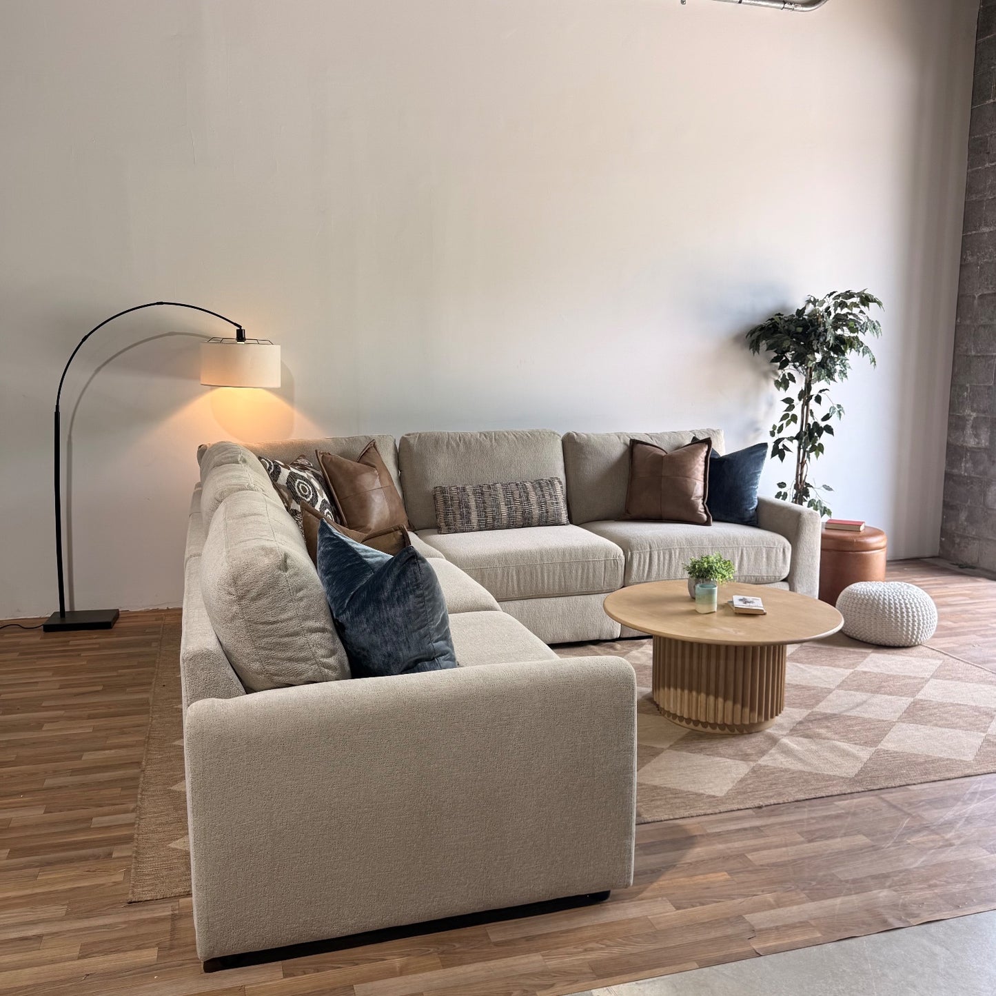 Oak Corner Sectional in Beige