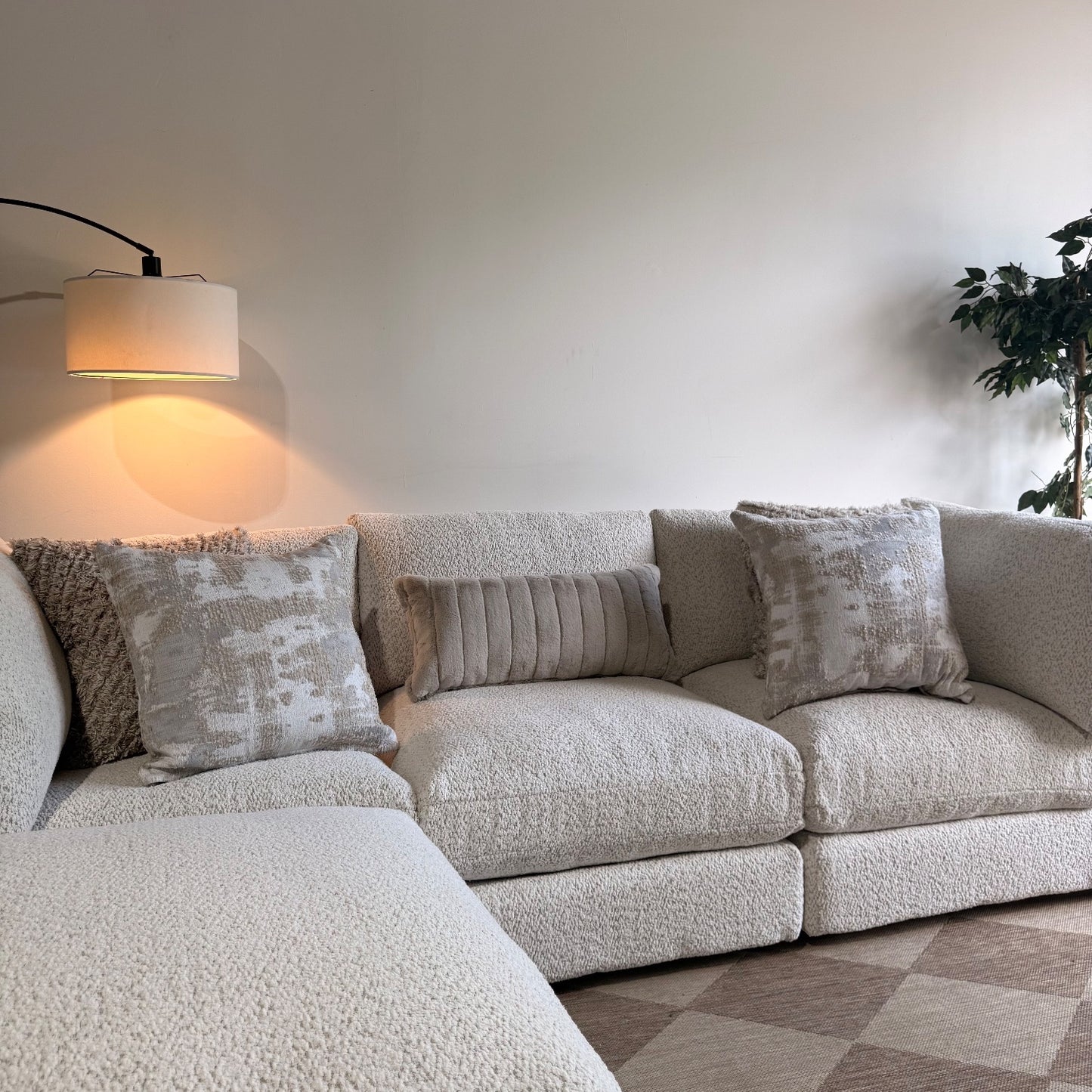 Georgia Sofa + Ottoman in Cream Boucle