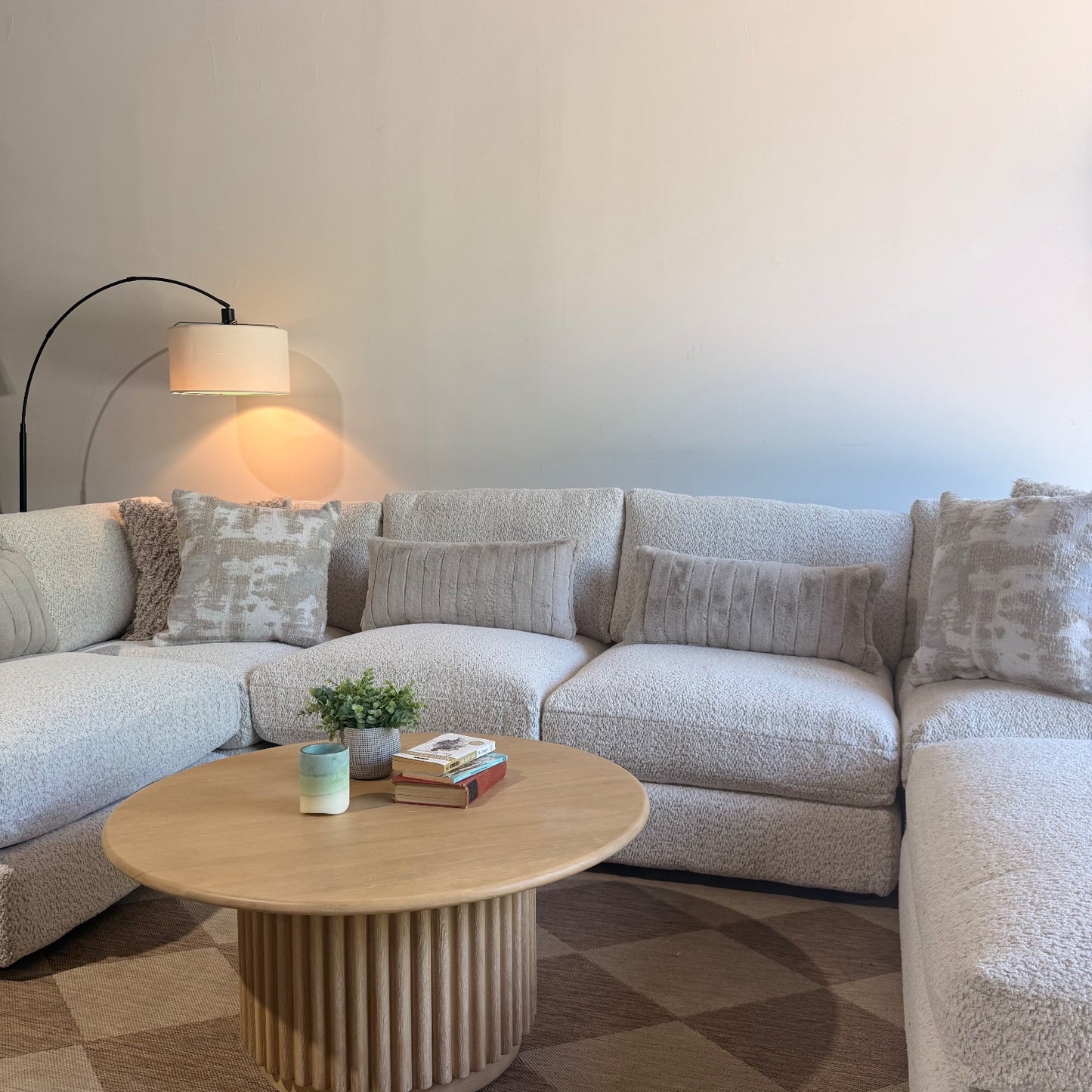 Georgia U-Shape Sectional in Cream Boucle — Kindred Couches