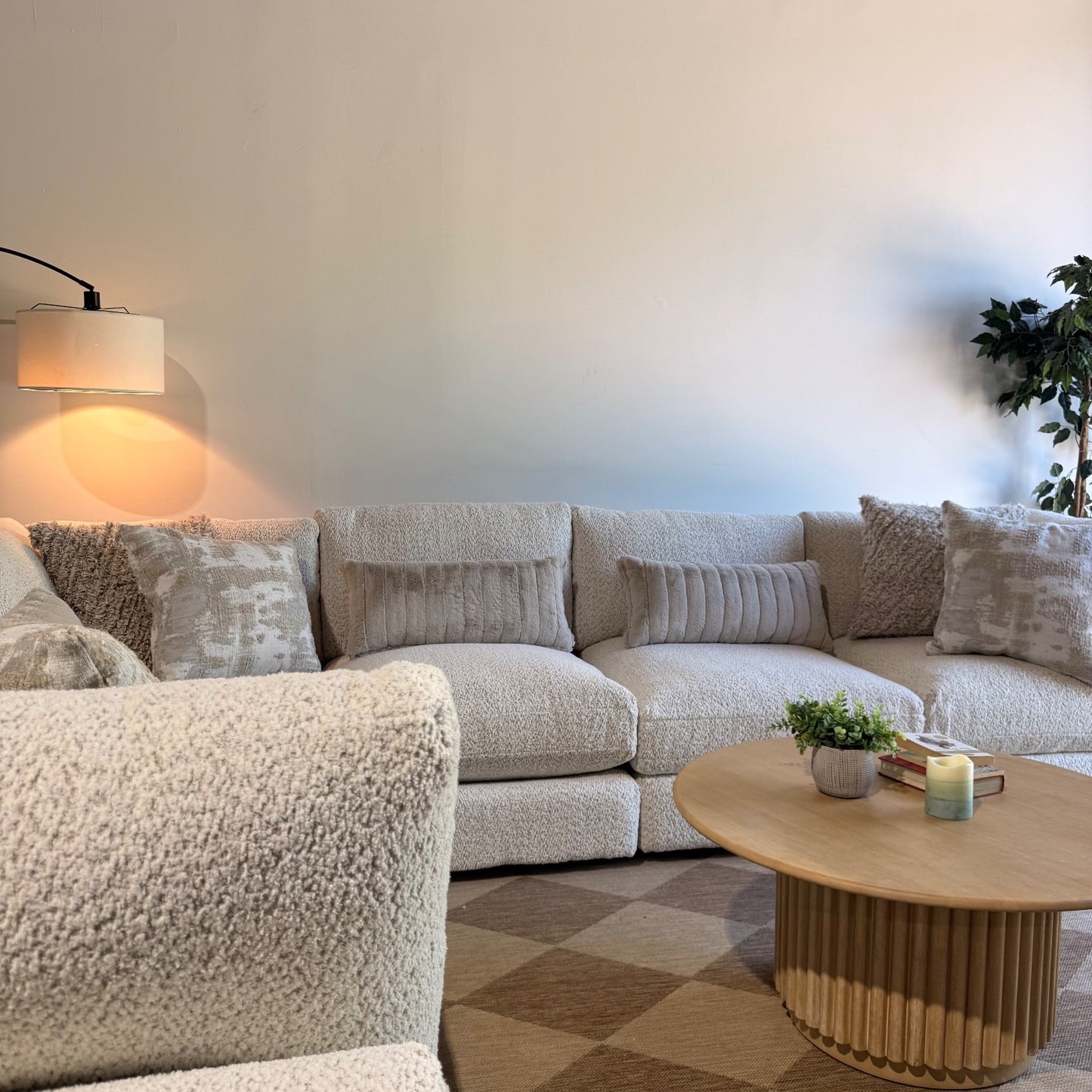 Georgia Grand Corner Sectional in Cream Boucle