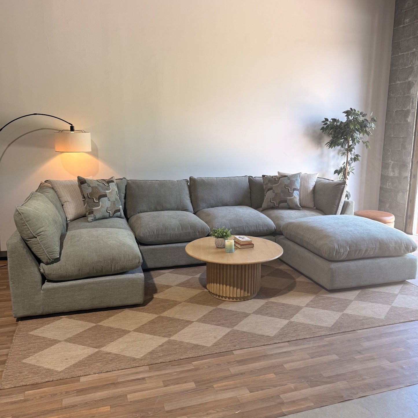 Mesa U-Shape Sectional in Sage Green Chenille
