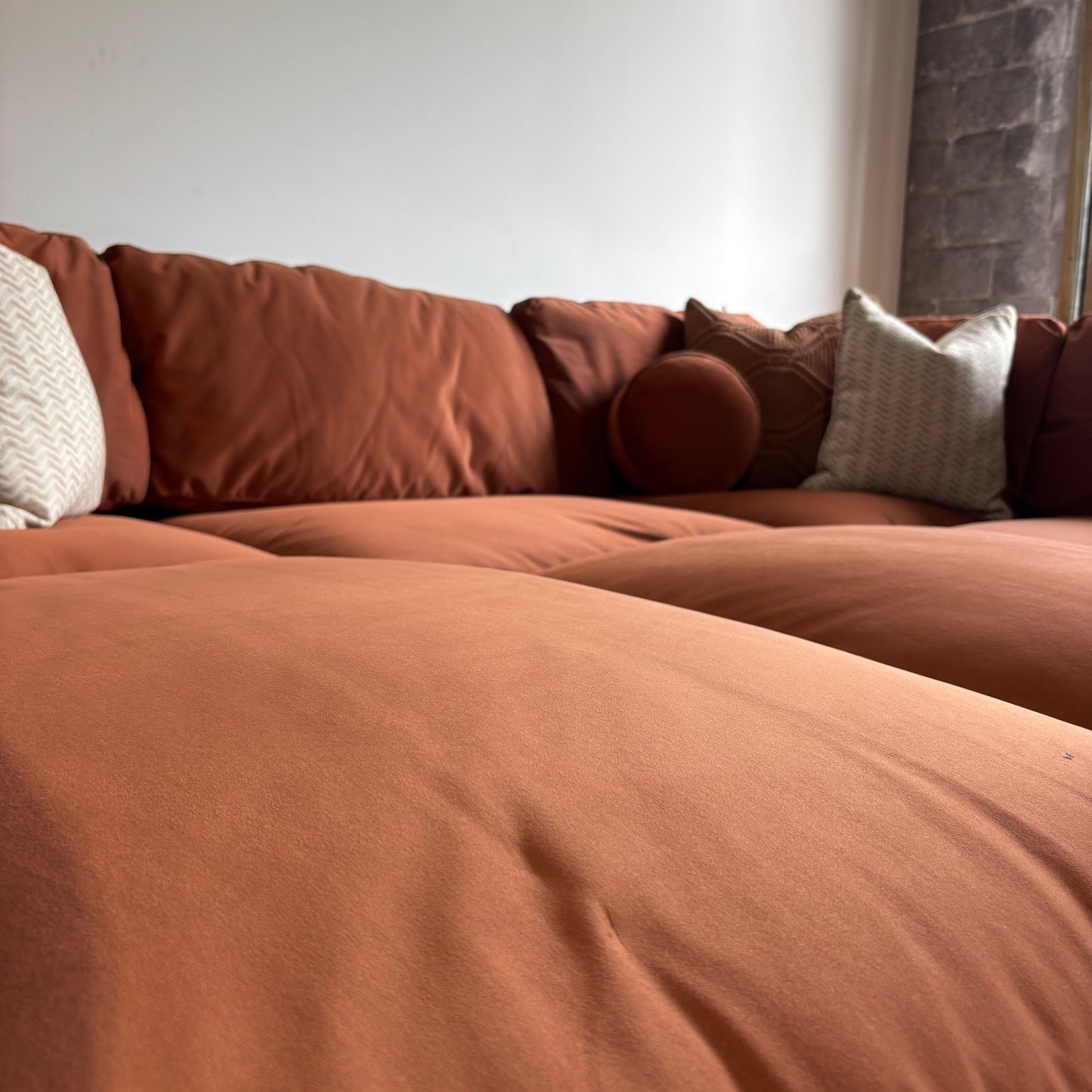 Albany Park Kova Modular Couch Pit in Rust Performance Velvet